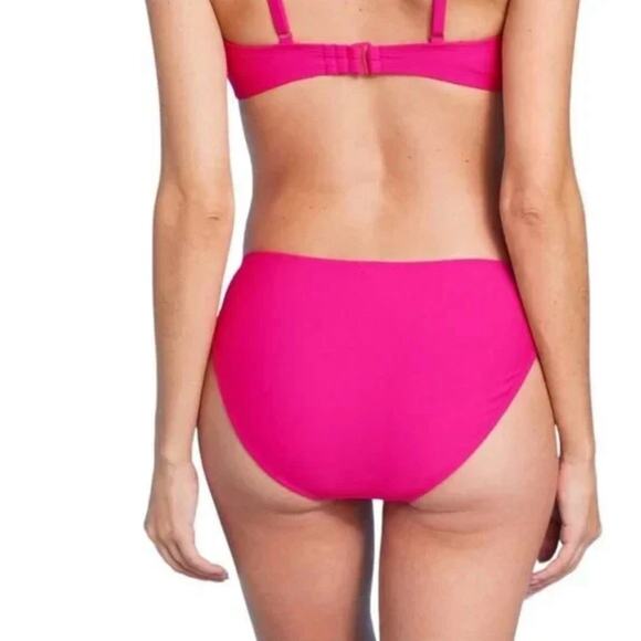 Shade & Shore Ring Detail Low Rise High Leg Hot Pink Bikini Bottom XL - Picture 2 of 4